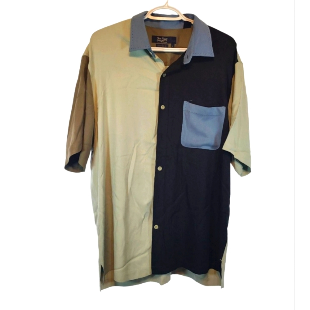 Nat Nast Luxury Originals Short Sleeve Button Down Shirt 100% Silk
